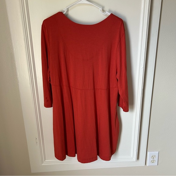 Peruvian Connection Orange 3/4 Sleeve Tunic XL Extra Large Autumn Fall Pumpkin - Picture 2 of 7